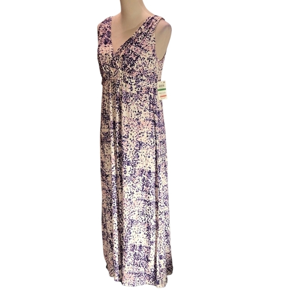 Alfani Maxi Dress Loungewear Sleeveless Pink Purple White Mottled Spots Women L - Picture 2 of 15